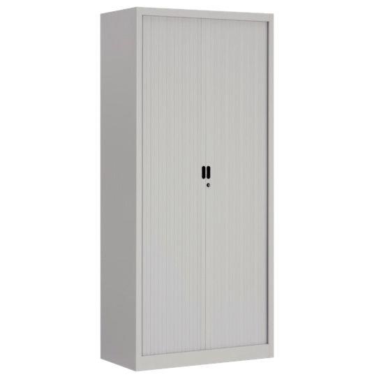 Image de  Armoire monobloc gris 180x90x43cm 2 rideaux 3 tablettes 