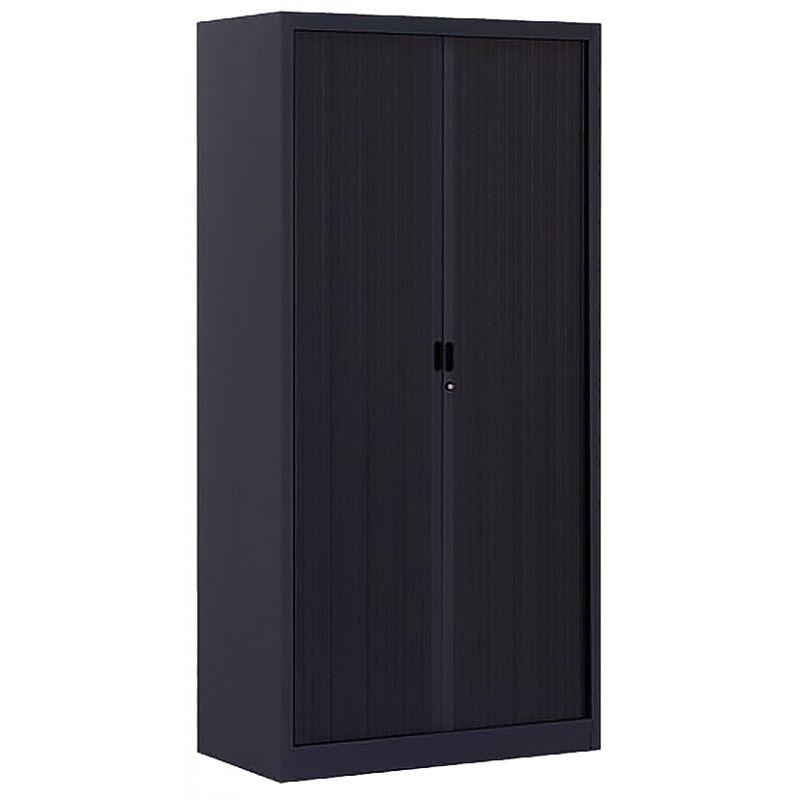Image de  Armoire monobloc anthracite 180x90x43cm 2 rideaux 3 tablettes 