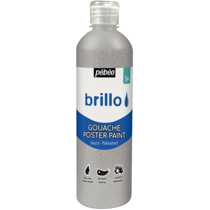 Image de  Flacon 500 ml de gouache brillante BRILLO coloris argent 