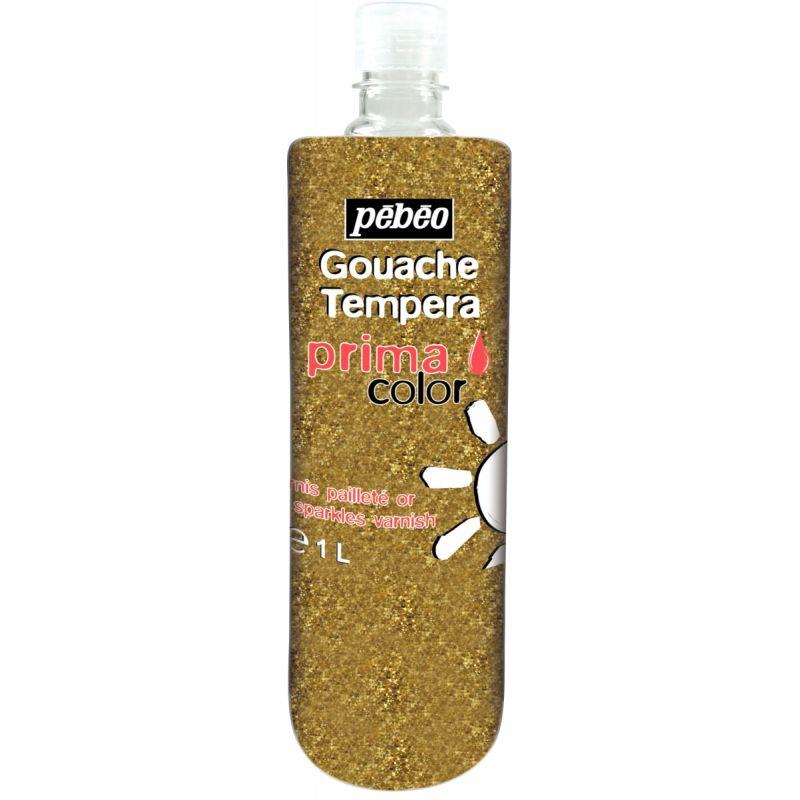 Image de  Flacon de 1L de vernis gouache pailleté, or 