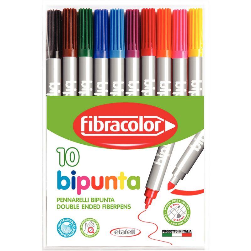 Image de  Étui de 10 feutres bi-pointe assortis 