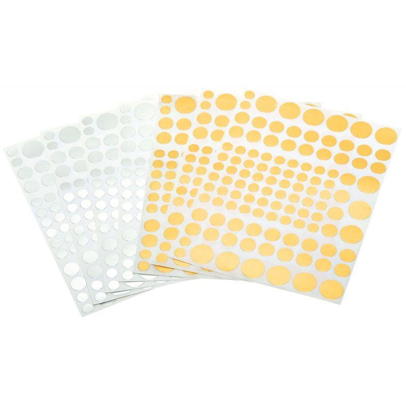 Image de  Pochette de 2080 gommettes rondes métallisées assorties : or et argent 
