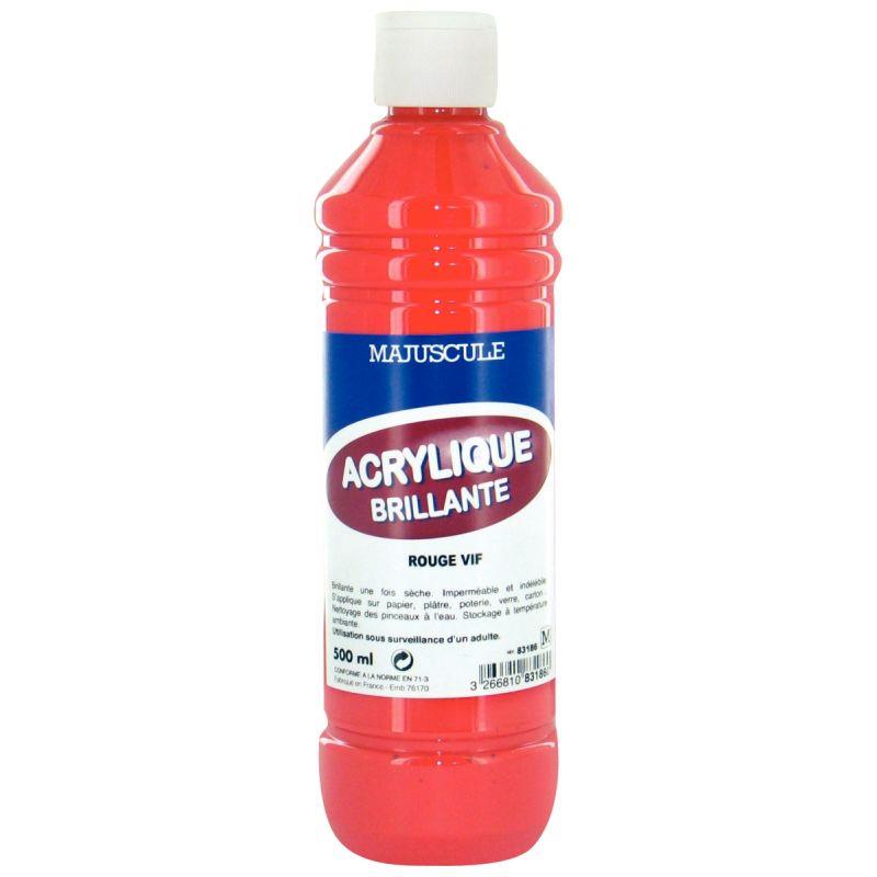 Image de  Flacon de 500 ml de peinture acrylique brillante MAJUSCULE rouge vif 