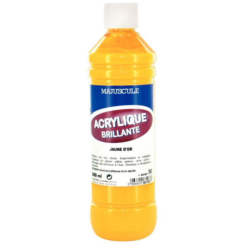 Image de  Flacon de 500 ml de peinture acrylique brillante MAJUSCULE jaune d''or 
