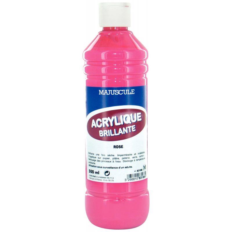 Image de  Flacon de 500 ml de peinture acrylique brillante MAJUSCULE rose 