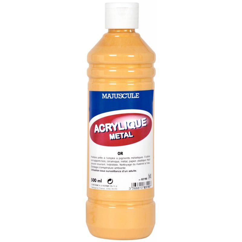 Image de  Flacon de 500 ml de peinture métallique MAJUSCULE or 