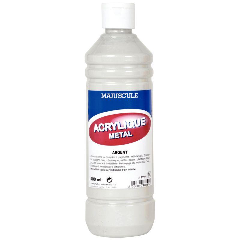 Image de  Flacon de 500 ml de peinture métallique MAJUSCULE argent 