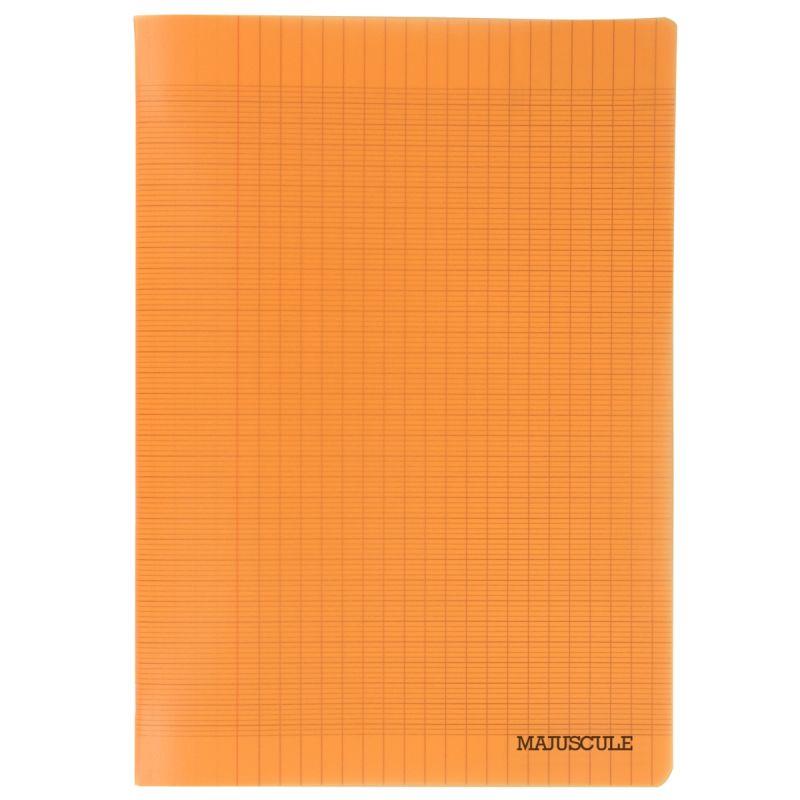 Image de  Piqûre 96 pages MAJUSCULE, format A4, papier blanc 90g, seyès, couverture polypropylène orange 