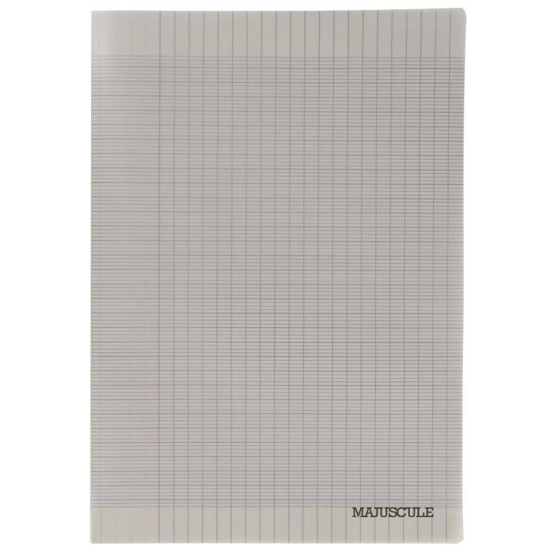 Image de  Piqûre 96 pages MAJUSCULE, format A4, papier blanc 90g, seyès, couverture polypropylène gris 