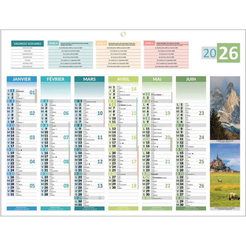 Image de  Calendrier semestriel 6 mois par face 4 saisons 32x42cm 