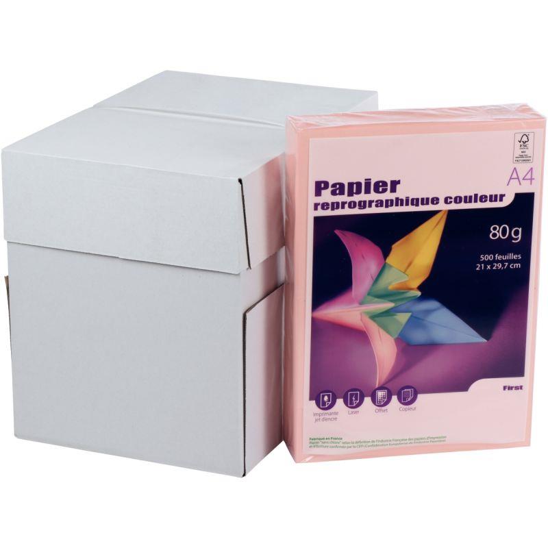 Image de  Carton de 5 ramettes de 500 feuilles format A4 80g saumon FIRST 