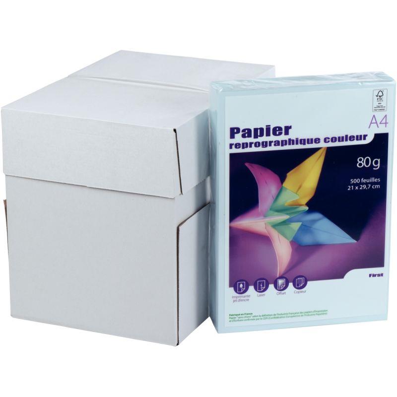 Image de  Carton de 5 ramettes de 500 feuilles format A4 80g bleu FIRST 