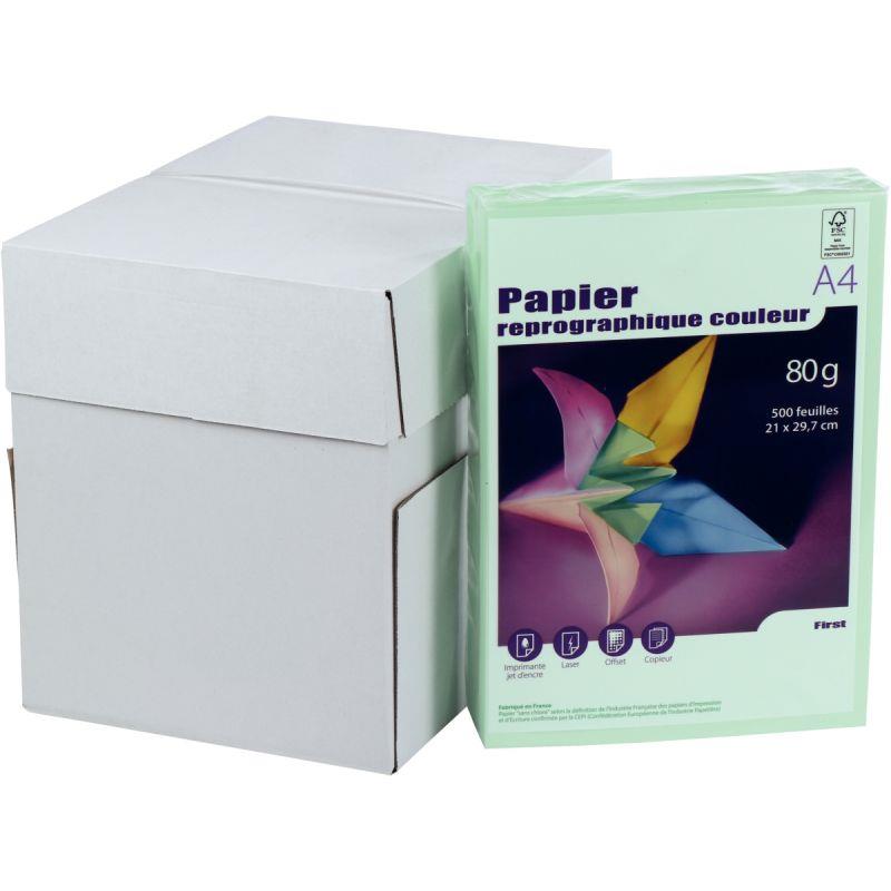 Image de  5 ramettes de 500 feuilles format A4 80g vert FIRST 
