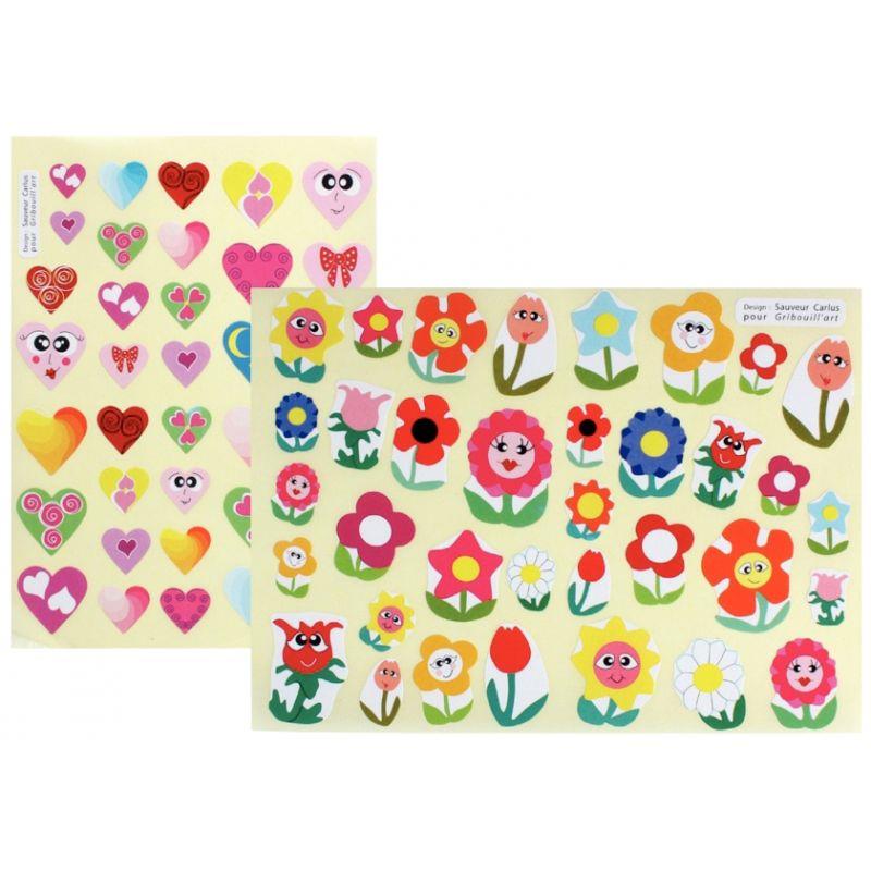 Image de  Pochette de 432 gommettes formes coeurs et fleurs 