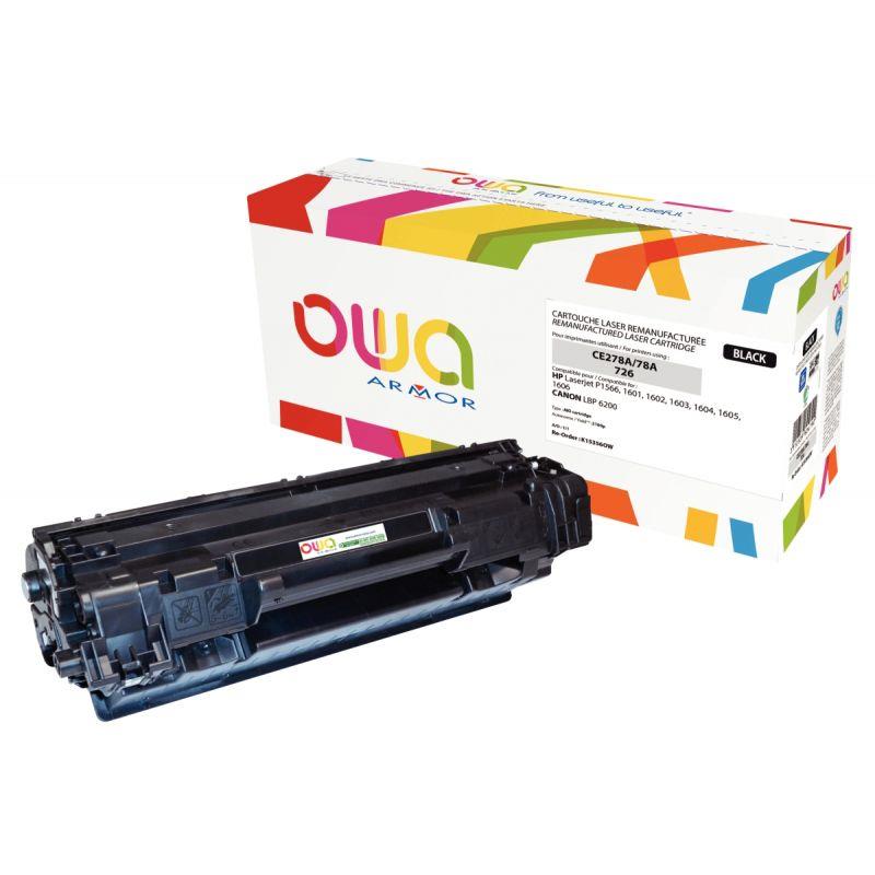 Image de  OWA cartouche laser noire remanufacturée compatible Canon 726 et HP 78A (CE278A) 