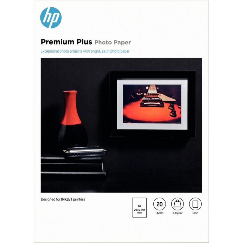 Image de  Paquet de 20 feuilles de papier photo satiné marque HP CR673A format A4 (21 x 29,7 cm) 300g 