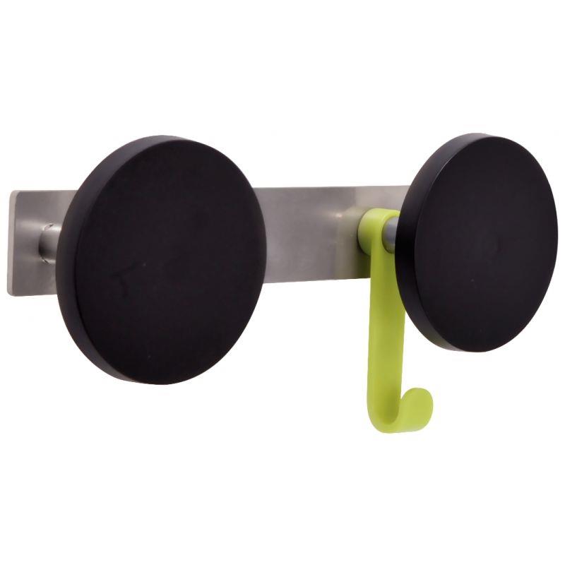 Image de  Portemanteau 2 patères plastiques diamètre 9cm noir 
