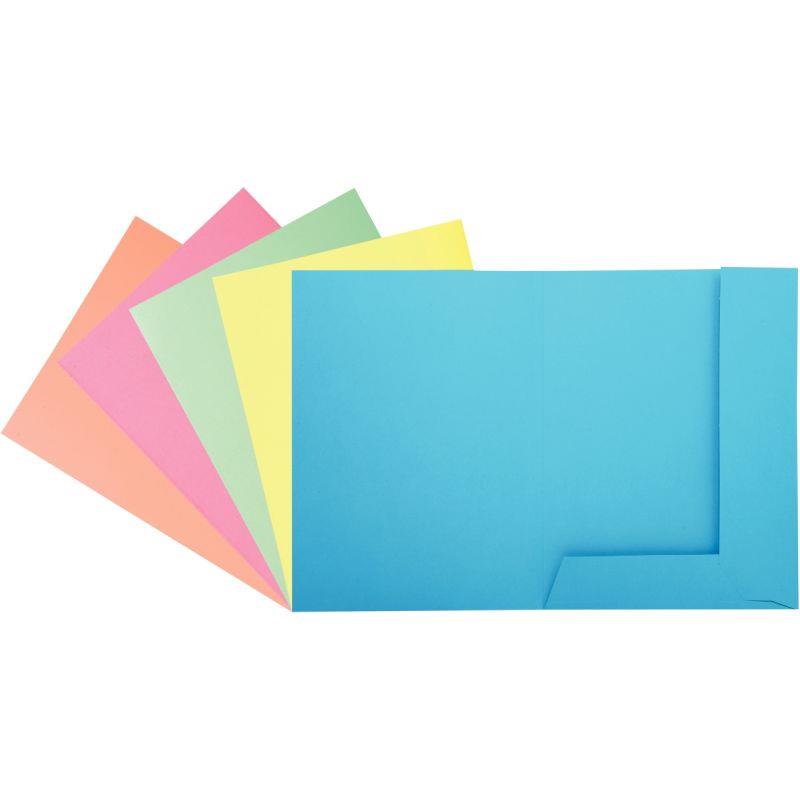 Image de  Paquet de 50 chemises 2 rabats SUPER 210g, format 24x32 cm, coloris pastel assortis 