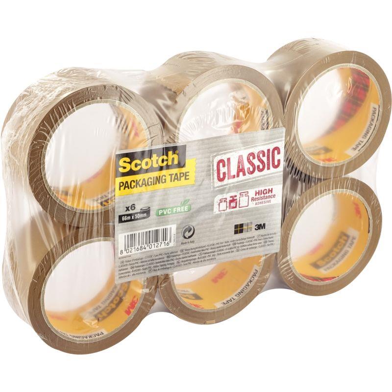Image de  Lot de 6 rouleaux adhésifs en polypropylène havane 66mx50mm 