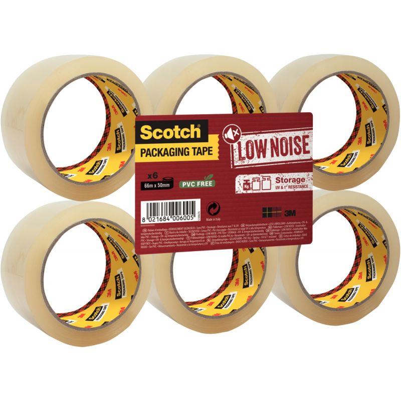 Image de  Lot de 6 rouleaux adhésifs en polypropylène acrylique transparent 66mx50mm 