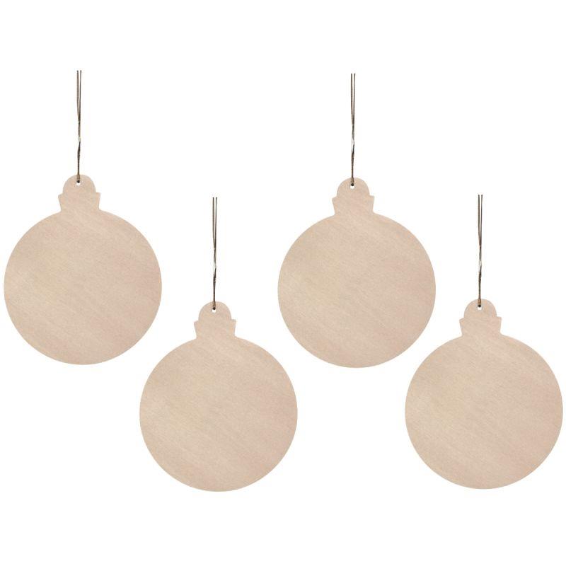 Image de  Lot de 8 grosses boules de Noël en bois, diamètre 11 cm 