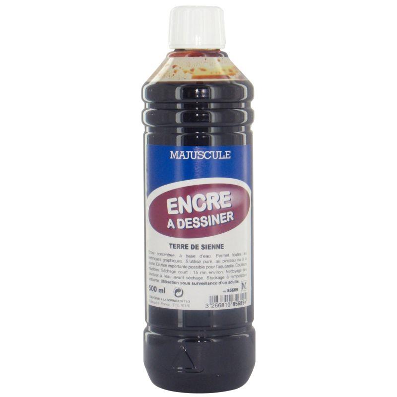 Image de  Flacon de 500 ml d’encre à dessiner MAJUSCULE coloris terre de sienne 