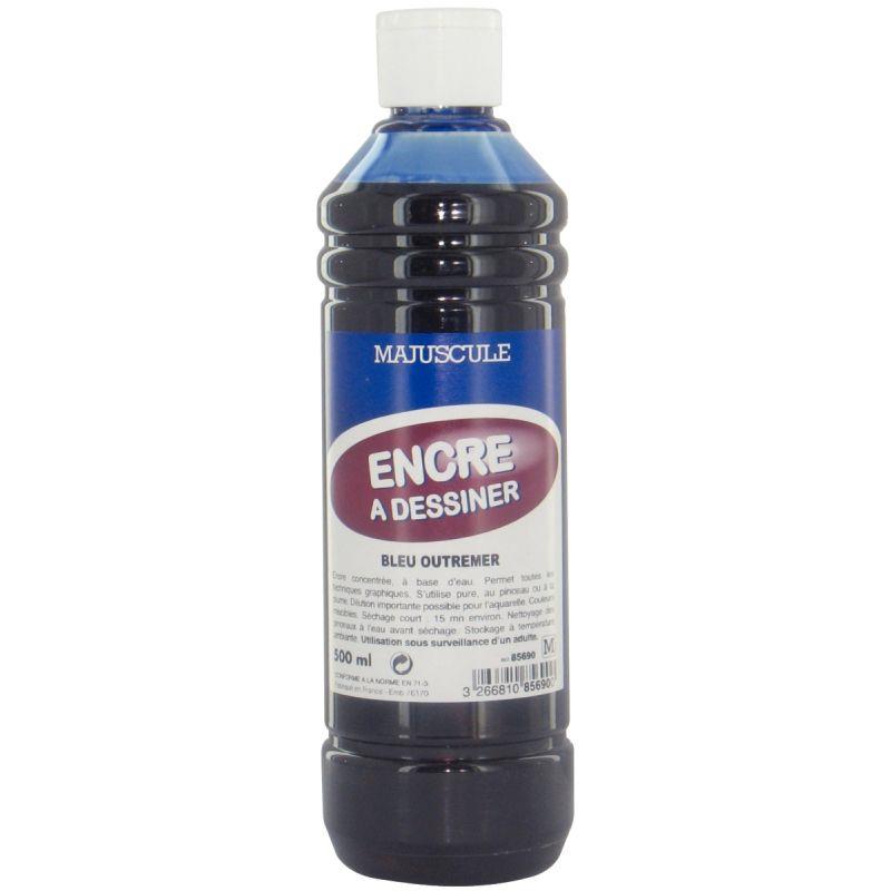 Image de  Flacon de 500 ml d’encre à dessiner MAJUSCULE coloris bleu outremer 