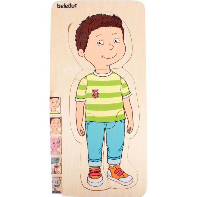 Image de  Puzzle en bois multi-niveaux sur le thème du corps du garçon 