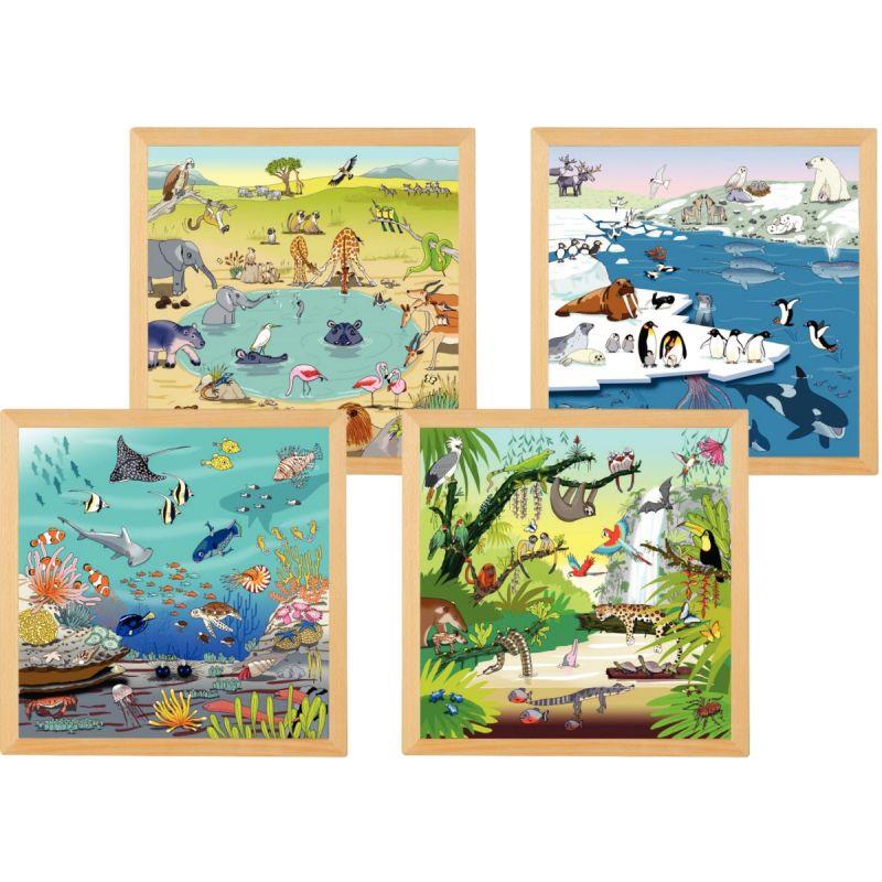 Image de  Lot de 4 puzzles en bois 49 pièces, les animaux 