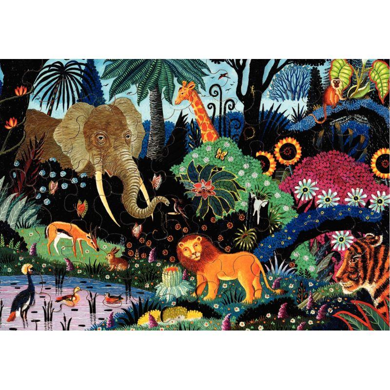 Image de  Puzzle en bois d''environ 50 pièces, nuit dans la jungle 