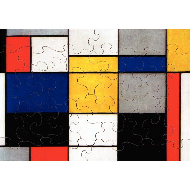 Image de  Puzzle d''art en bois d''environ 24 pièces, COMPOSITION 123 de MONDRIAN 