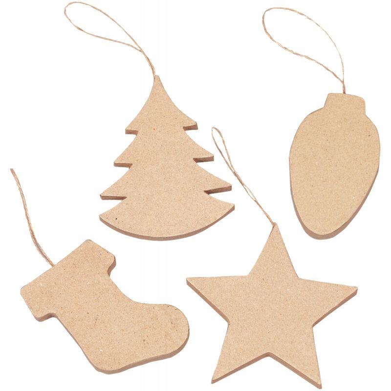 Image de  Lot de 20 suspensions 3D de Noël en carton brun 