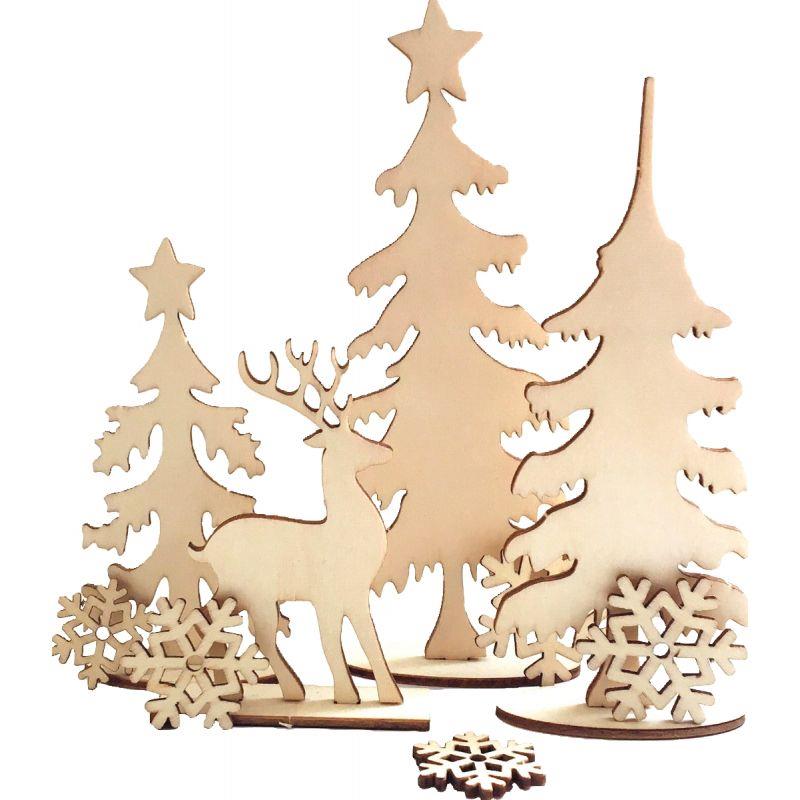 Image de  Planche décor forêt de Noël en bois 