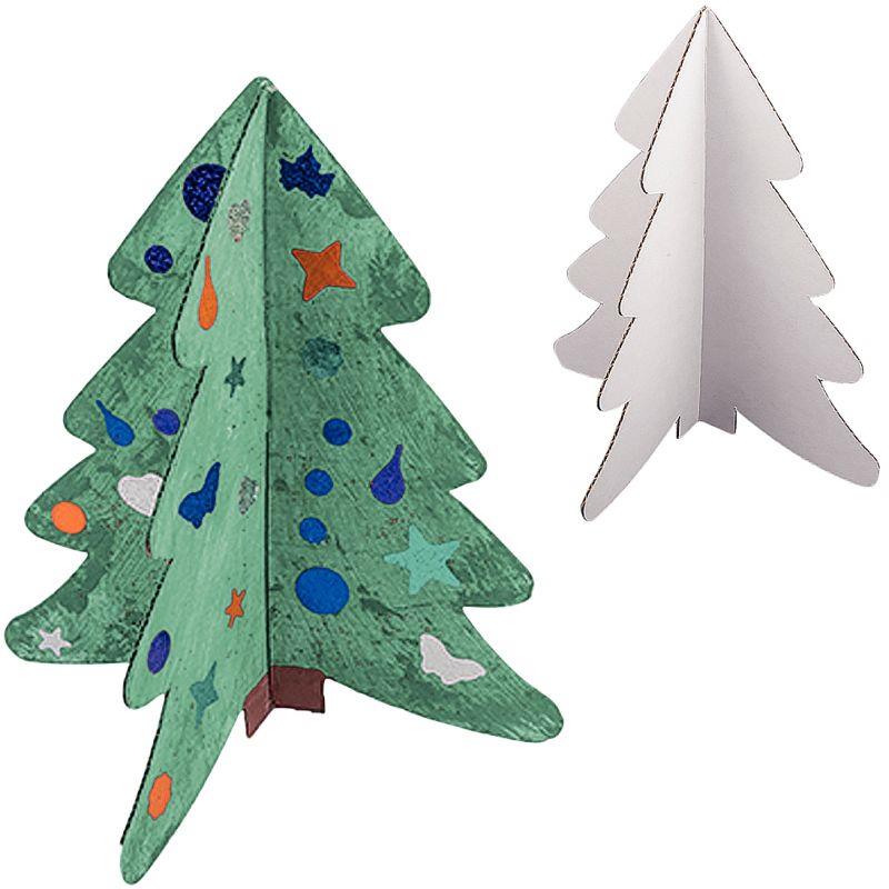 Image de  Lot de 10 sapins en carton blanc, hauteur 24 cm 