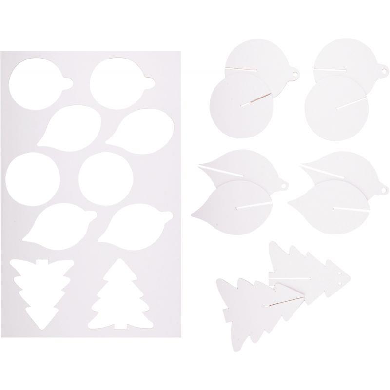 Image de  Lot de 25 suspensions de Noël en carton blanc 