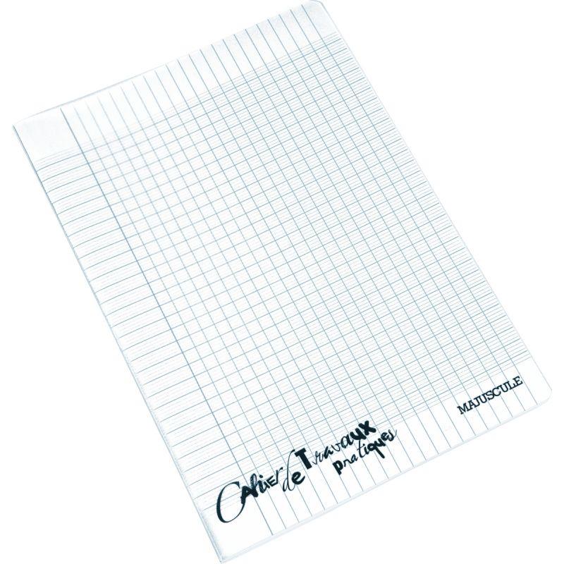 Image de  Cahier travaux pratiques MAJUSCULE, piqûre 48 pages, 17x22 cm, seyès/uni, couverture PP incolore 