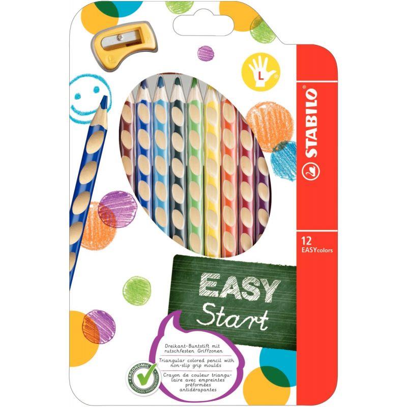 Image de  Étui de 12 crayons de couleur Easycolor gaucher + taille-crayon 