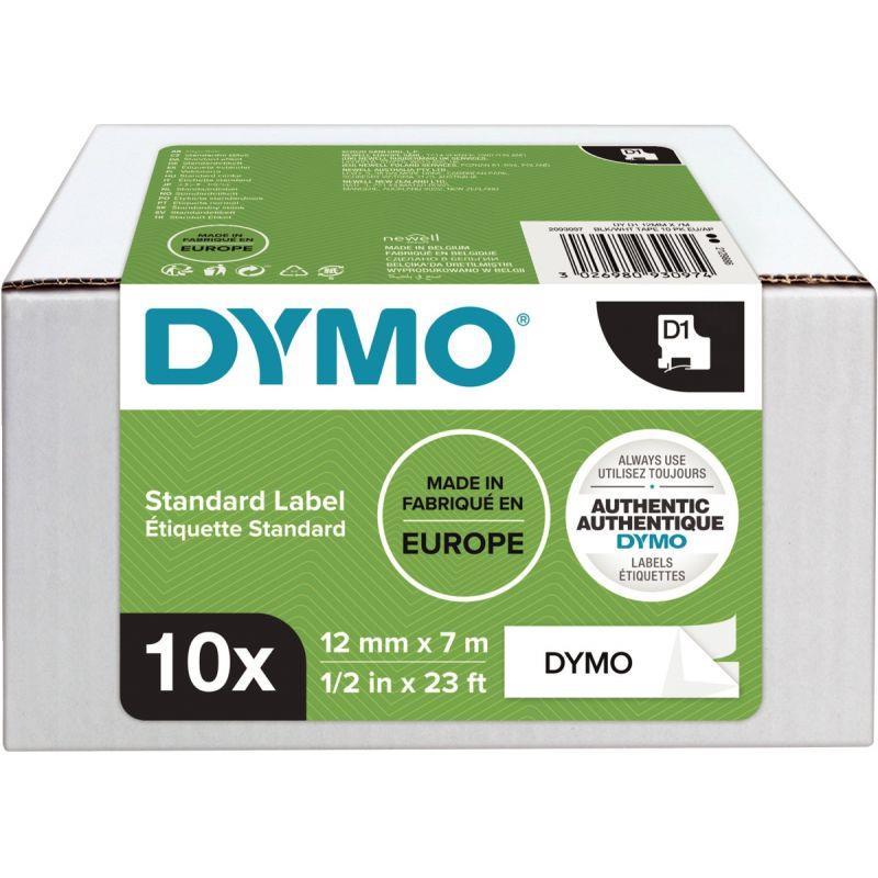 Image de  Pack de 10 recharges DYMO D1  12mm noir sur blanc 