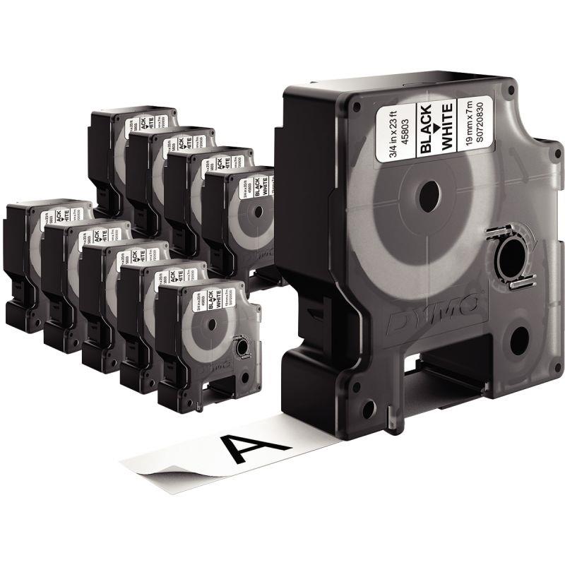 Image de  Pack de 10 recharges DYMO D1  19mm noir sur blanc 