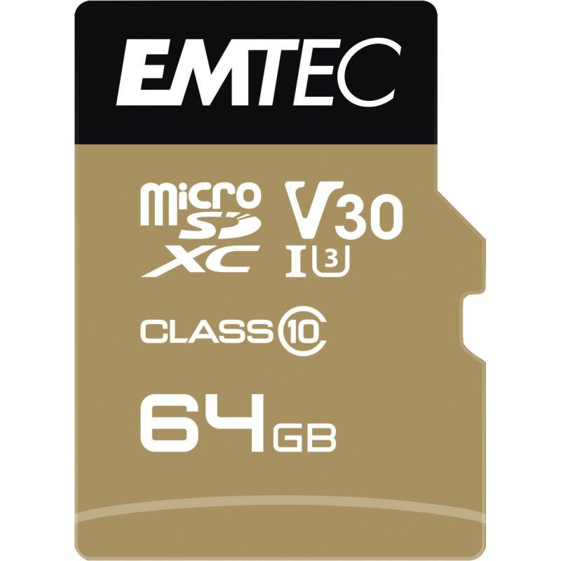 Image de  Carte mémoire micro SD Emtec UHS I U3 V30 Speedin Pro XC 64 GO 