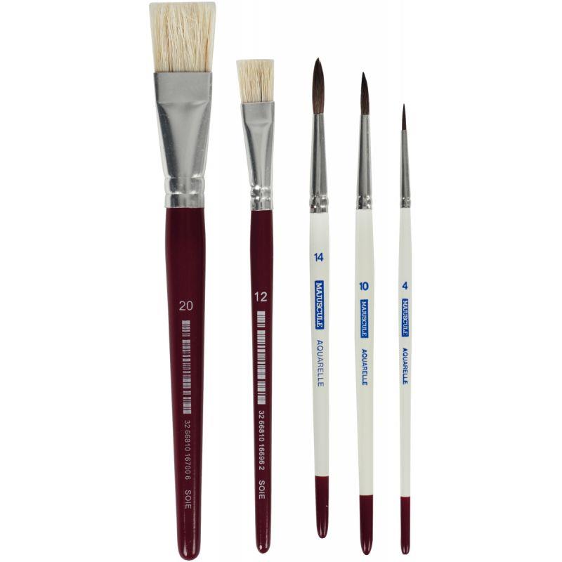 Image de  Blister de 3 pinceaux + 2 brosses plates 