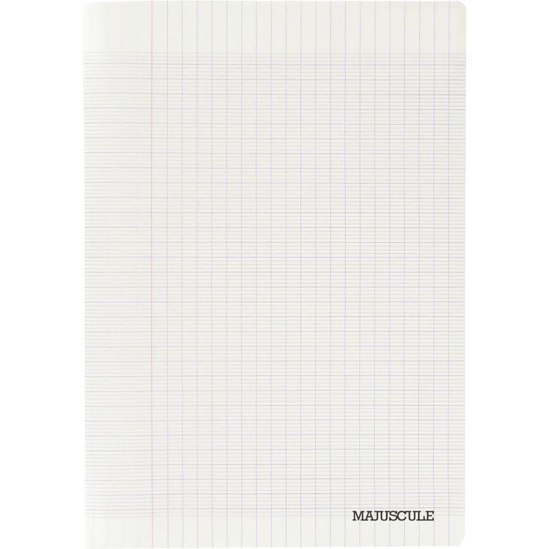 Image de  Piqûre 192 pages MAJUSCULE, format 17x22 cm, papier blanc 70g, seyès, couverture PP incolore 