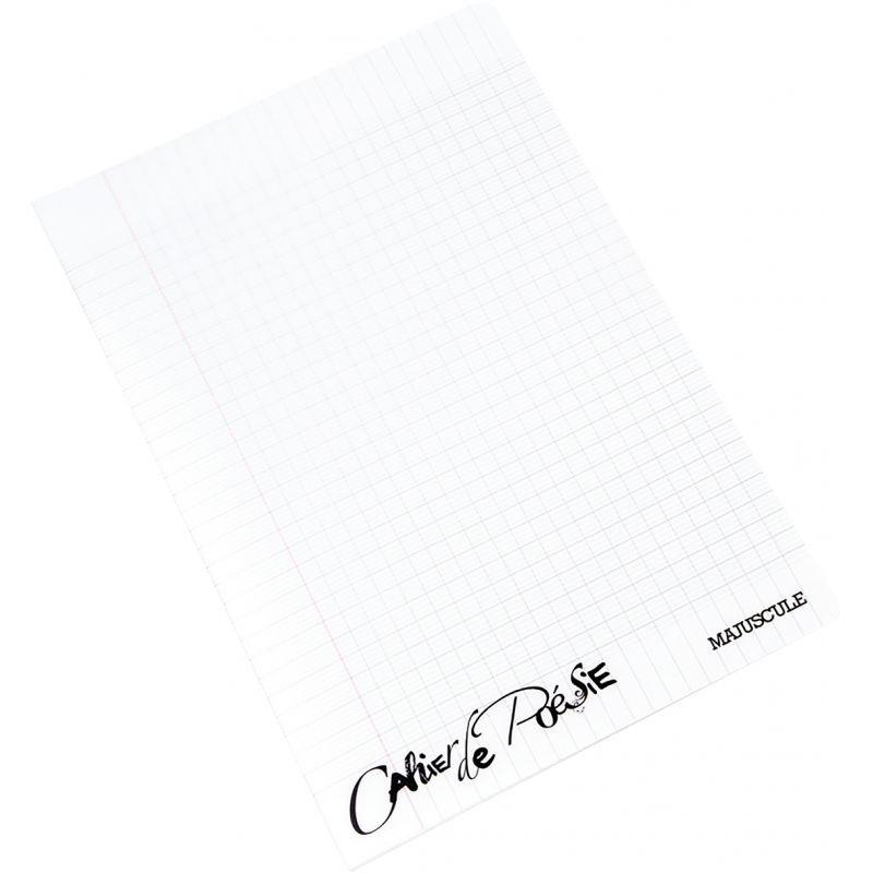 Image de  Cahier de poésie 48 pages MAJUSCULE, 17x22 cm, seyès/uni 120g, couverture PP incolore 