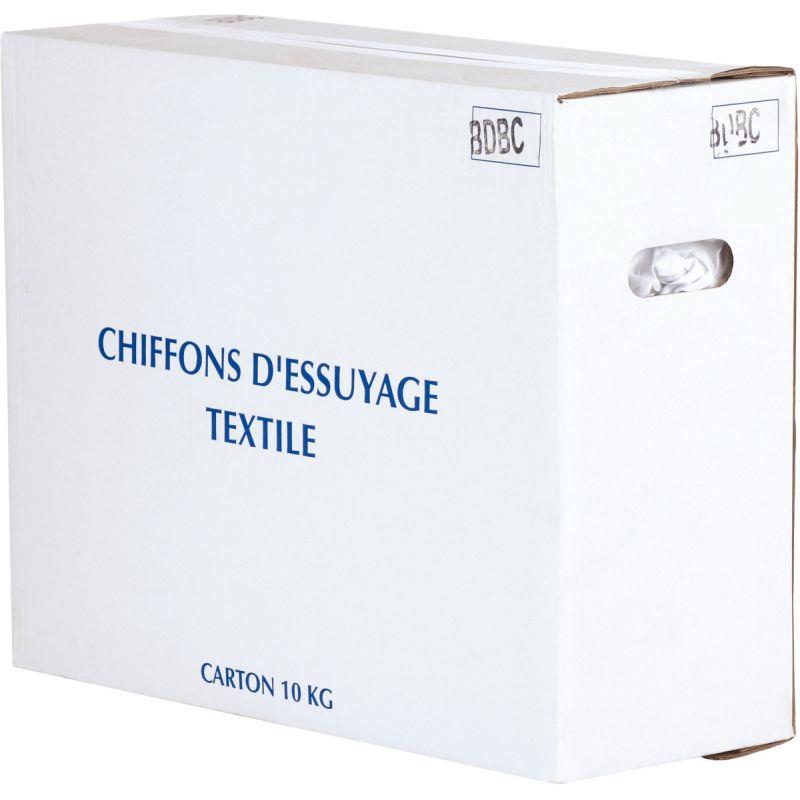 Image de  Carton 10kg de chiffons textiles blanc 