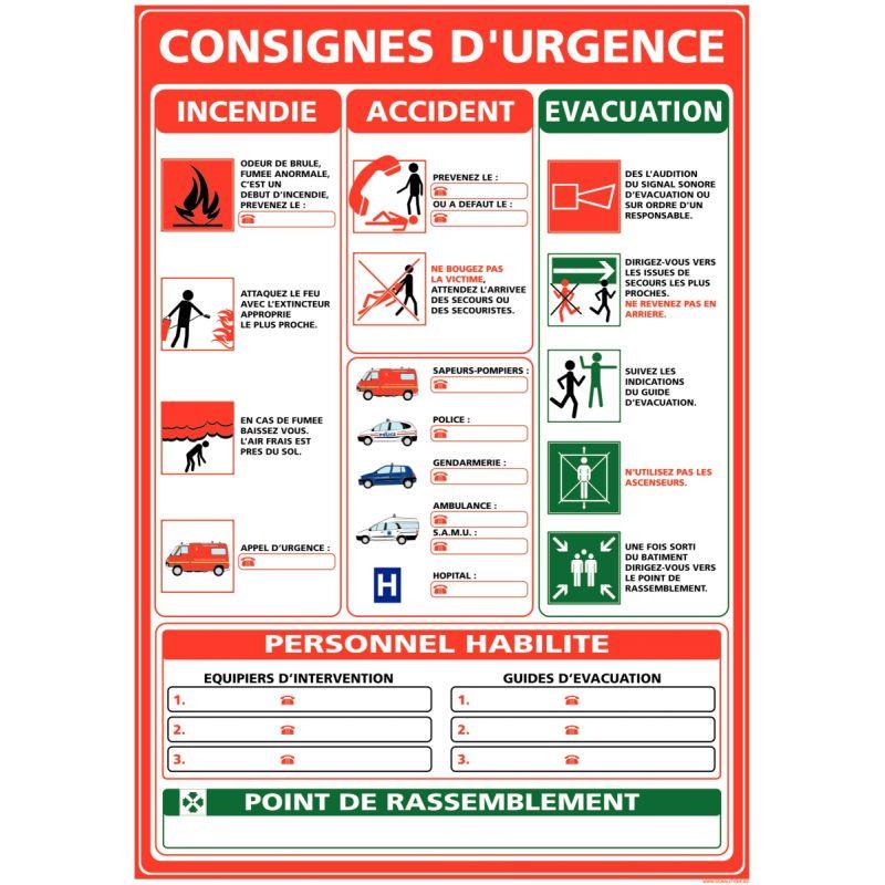 Image de  Panneau consignes d''urgence 30x42cm 