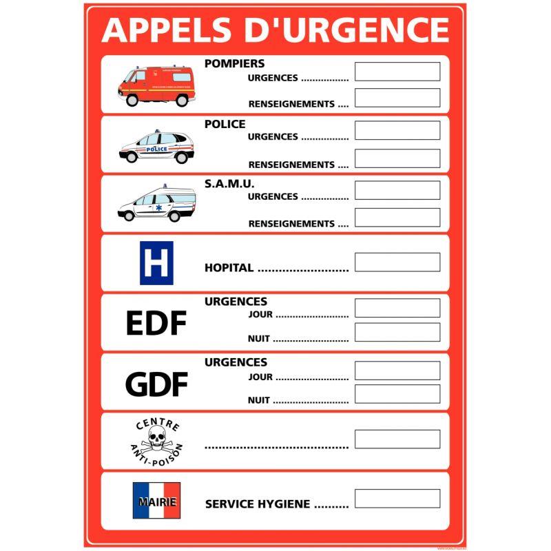 Image de  Panneau appels d''urgence 30x42cm 