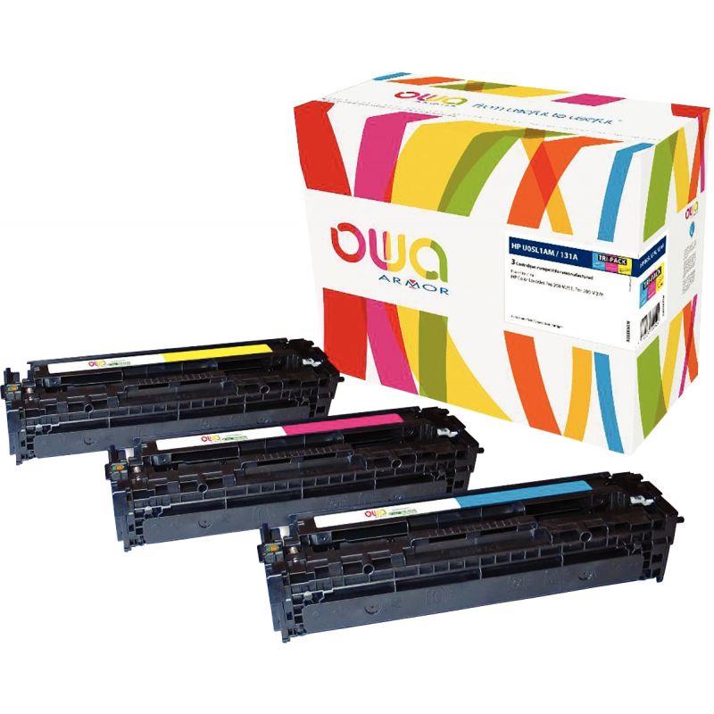 Image de  OWA lot 3 cartouches laser CMJ remanufacturées compatibles Canon 731 et HP 131A U0SL1AM 