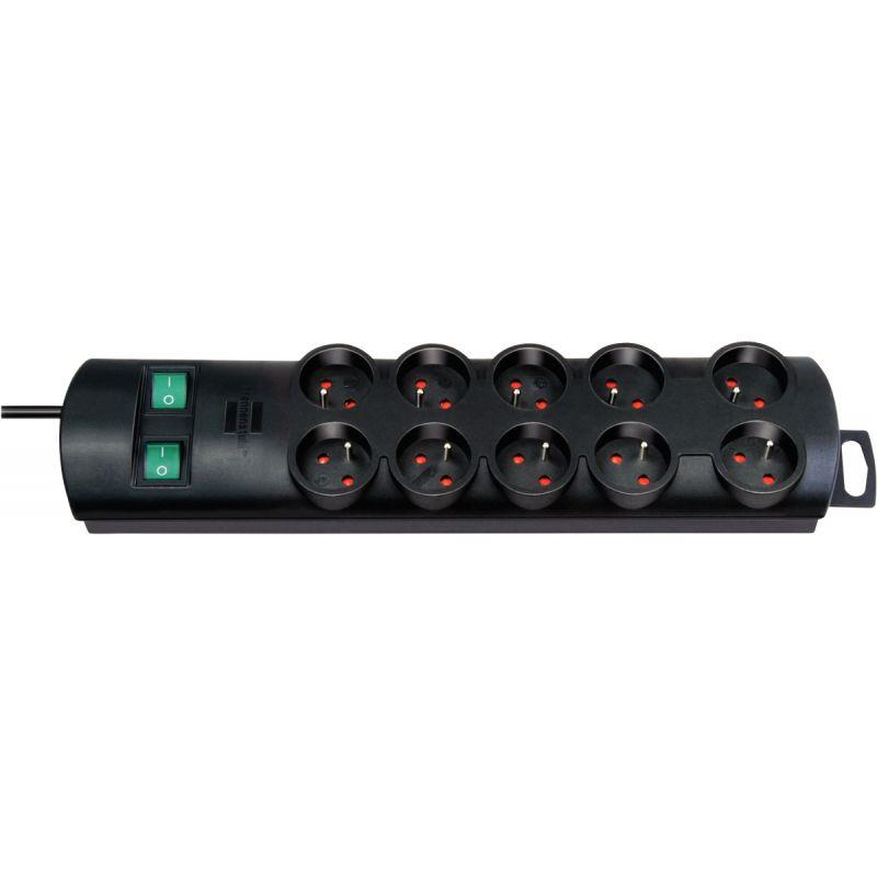 Image de  Bloc protection 10 prises 2m noir 