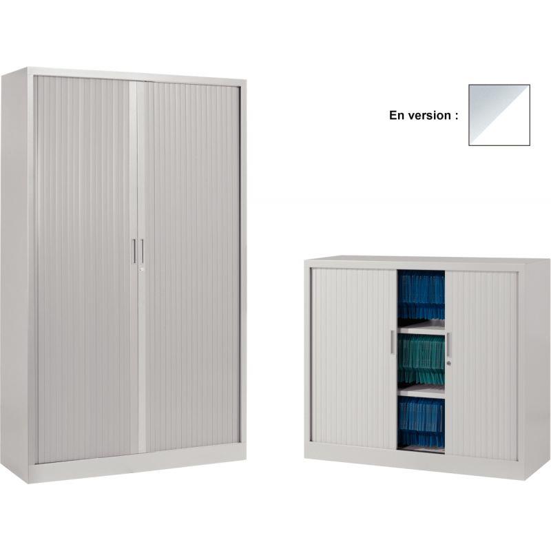 Image de  Armoire à rideaux monobloc basse H105cm corps alu/rideaux blanc 