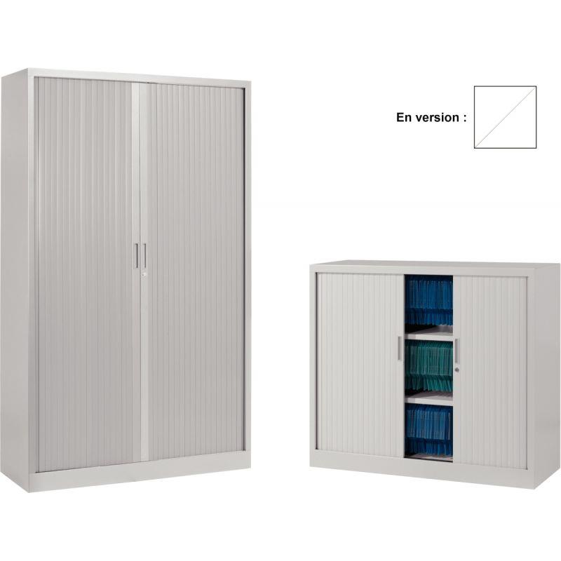 Image de  Armoire à rideaux monobloc haute H198cm corps blanc/rideaux blanc 